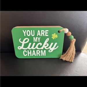 Small Green 'You Are My Lucky Charm' Wooden Sign with Tassel
